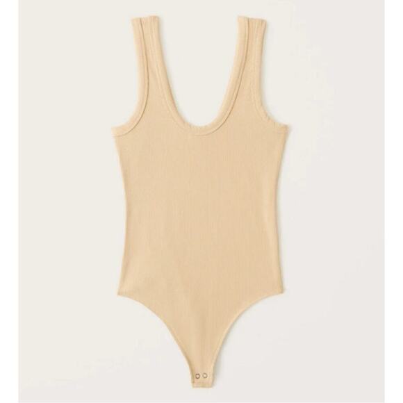 A&F Seamless Ribbed Scoop Neck Bodysuit Sz M - Picture 1 of 5